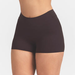 NikeSKIMS STUDIO STRETCH DIP FRONT 2" SHORT | DARK ROASTON A MODEL FRONT 