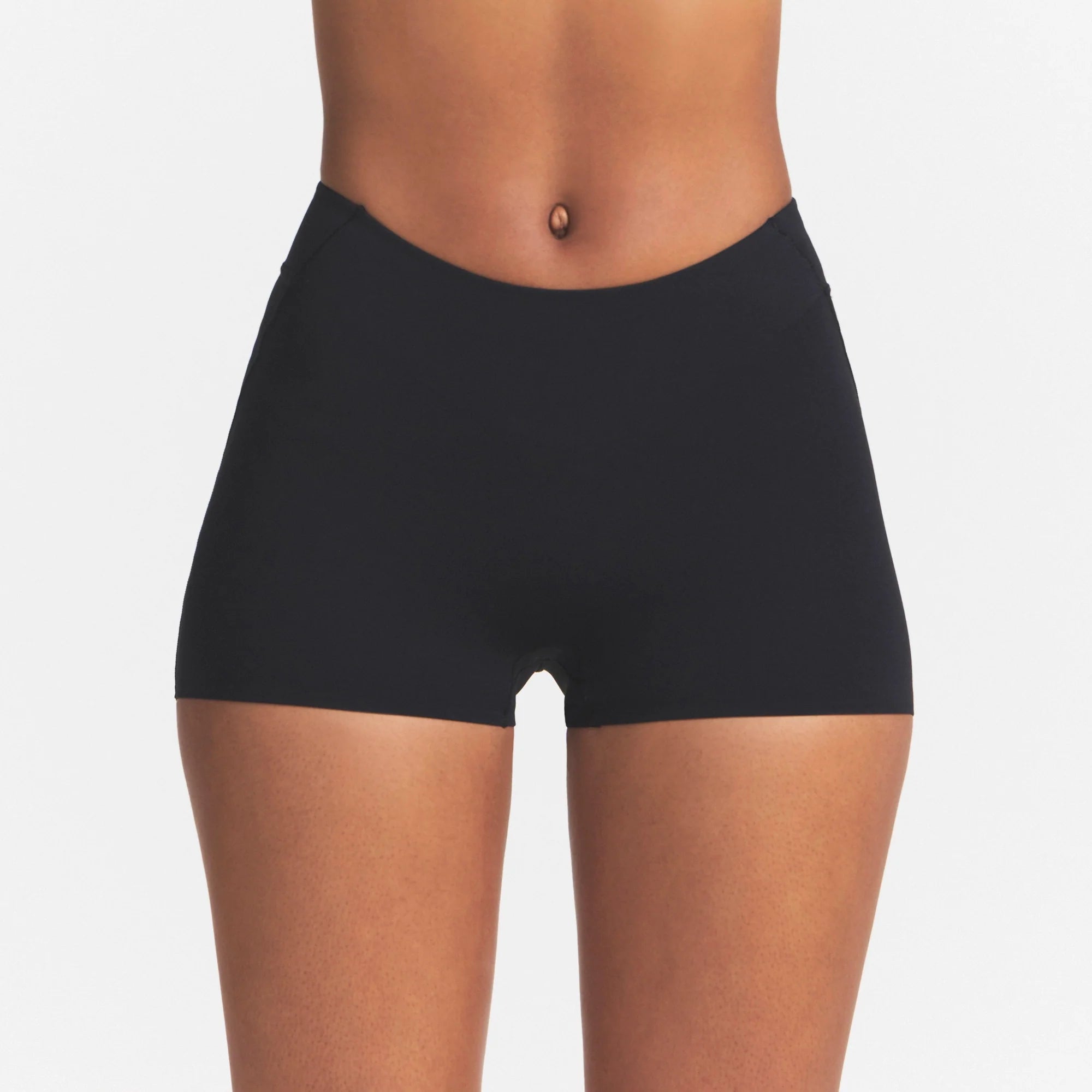 NikeSKIMS STUDIO STRETCH DIP FRONT 2" SHORT | OBSIDIANON A MODEL FRONT 