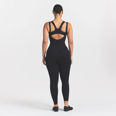 NikeSKIMS MATTE CORSET 29" ONE PIECE | OBSIDIAN ON A MODEL 