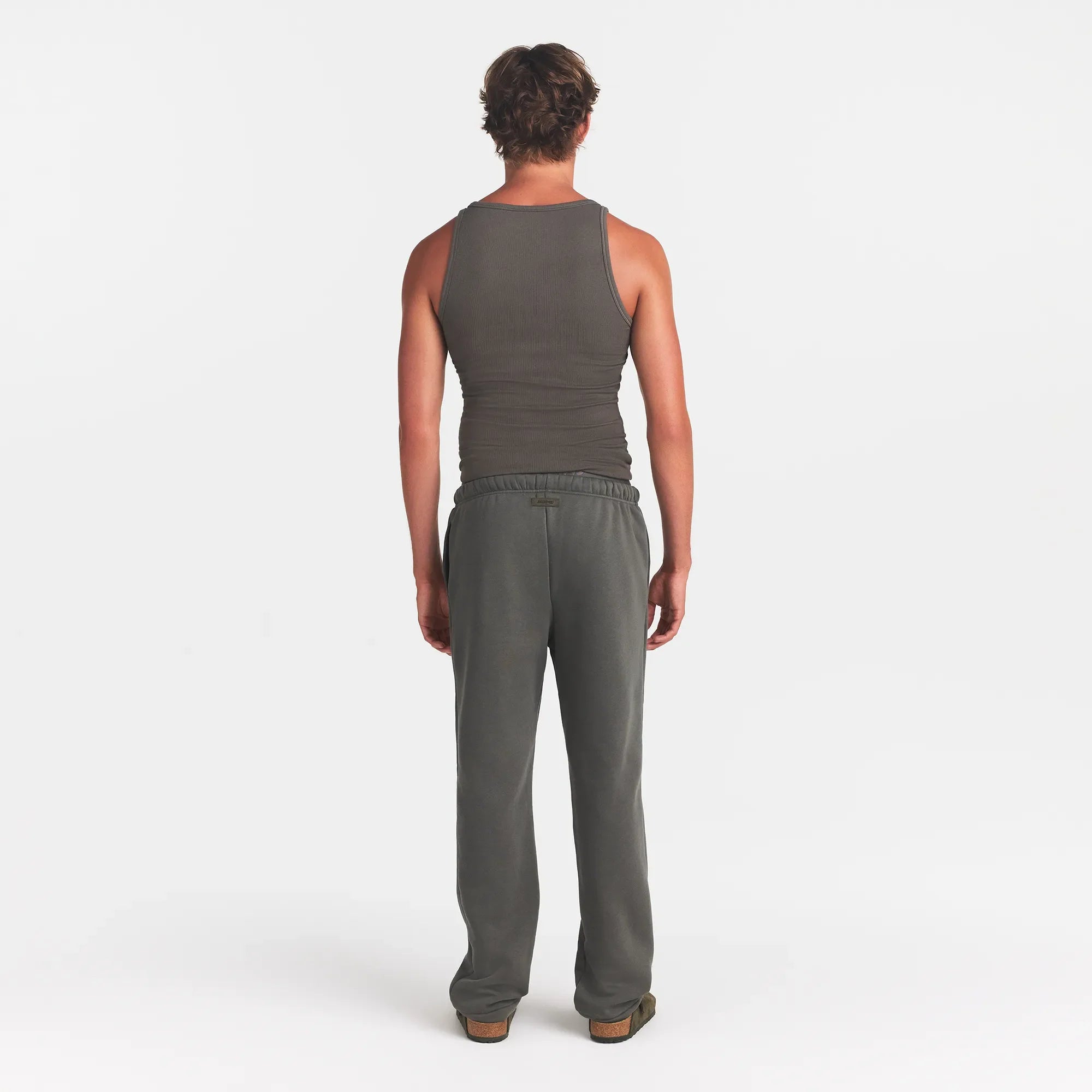 FLEECE LOUNGE MENS CLASSIC STRAIGHT LEG PANT | JUNGLE ON A MODEL BACK VIEW @ | FOCUS: 0.0, 1.0, 0.9