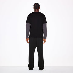 FLEECE LOUNGE MENS CLASSIC STRAIGHT LEG PANT | WASHED ONYX ON A MODEL FRONT VIEW @ | FOCUS: 0.0, 1.0, 0.9