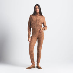 SWEATER KNIT LEGGING | DARK HONEY ON A MODEL FRONT VIEW @ | FOCUS: 0.0, 1.0, 0.9