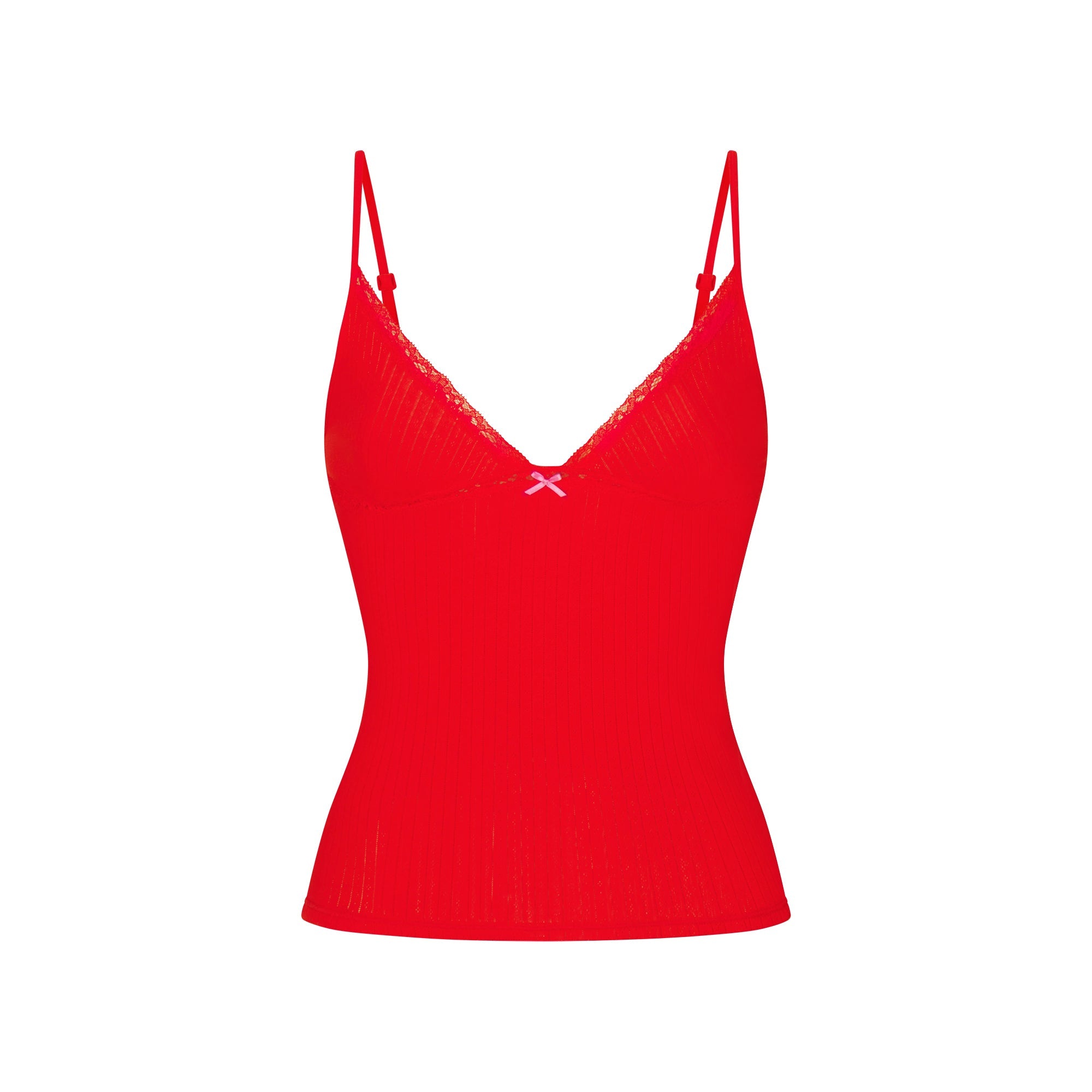 LIGHTWEIGHT COTTON POINTELLE LACE CAMI AND BOY SHORT SET | RUBY TONAL FLAT ON A WHITE BACKGROUND