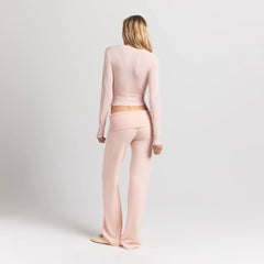 SHEER MODAL CARDIGAN | PRIMROSE ON A MODEL BACK VIEW S | FOCUS: 0.0, 1.0, 0.9