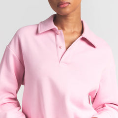 COTTON FLEECE POLO SWEATSHIRT | HALITE ON A MODEL FRONT VIEW S | FOCUS: 0.0, 1.0, 0.9