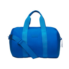 NikeSKIMS ACCESSORIES PUFFER GYM BAG | COBALT & LAYS FLAT ON A WHITE BACKGROUND | FLT
