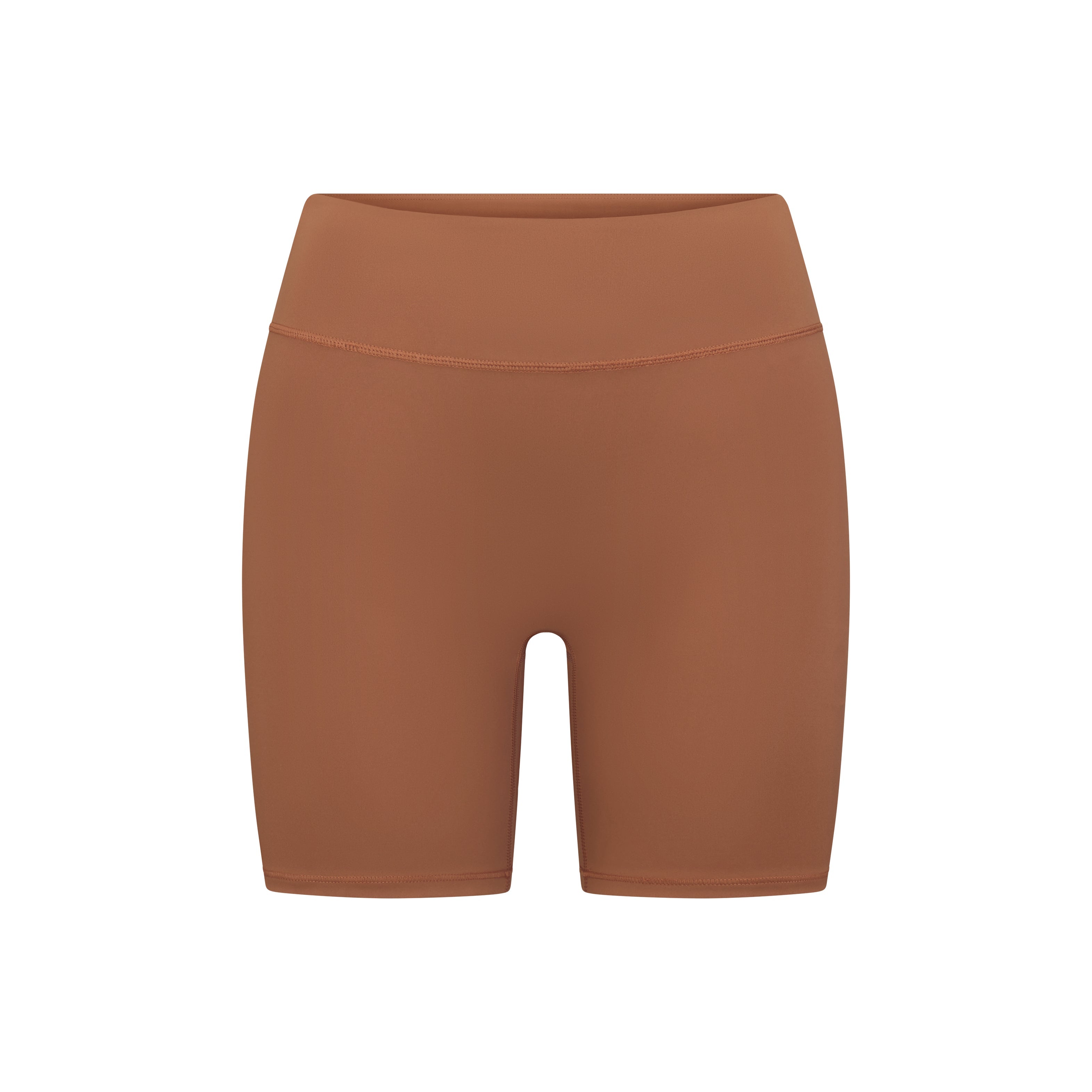 NikeSKIMS MATTE 5" BIKER SHORT |CAROB BROWN FLAT ON A WHITE BACKGROUND | FLT