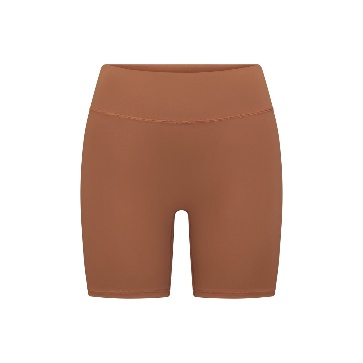 NikeSKIMS MATTE 5" BIKER SHORT |CAROB BROWN FLAT ON A WHITE BACKGROUND | FLT
