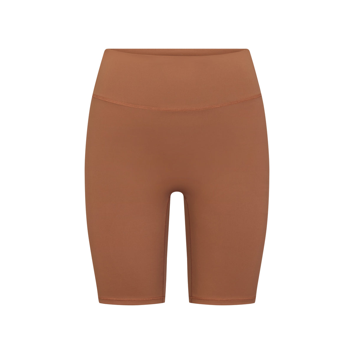 NikeSKIMS MATTE 7" BIKER SHORT | CAROB BROWN FLAT ON A WHITE BACKGROUND | FLT