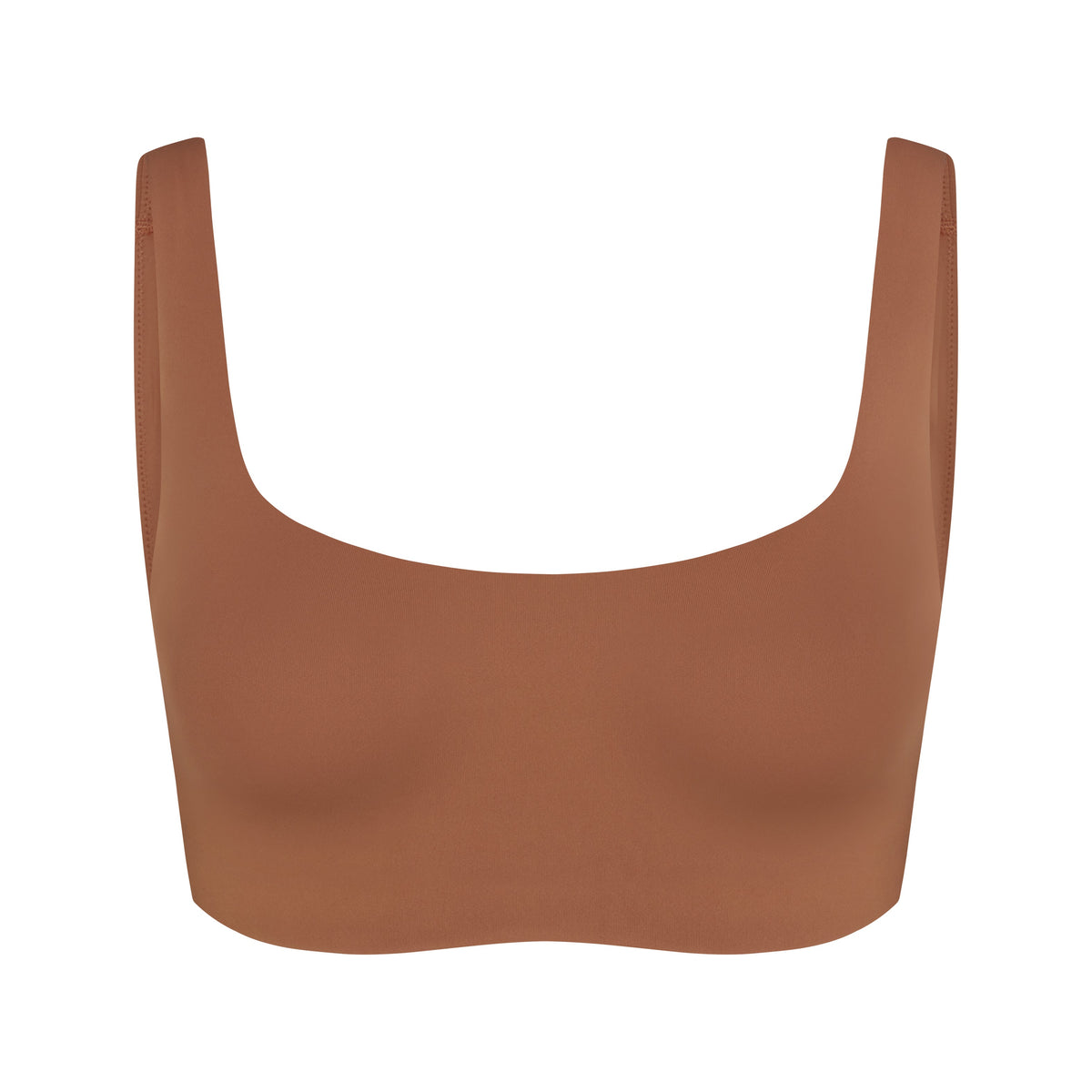 NikeSKIMS MATTE SCOOP NECK BRA | CAROB BROWN & LAYS FLAT ON A WHITE BACKGROUND | FLT