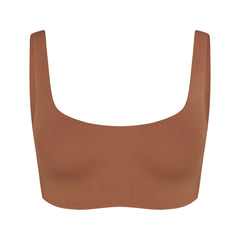 NikeSKIMS MATTE SCOOP NECK BRA | CAROB BROWN & LAYS FLAT ON A WHITE BACKGROUND | FLT