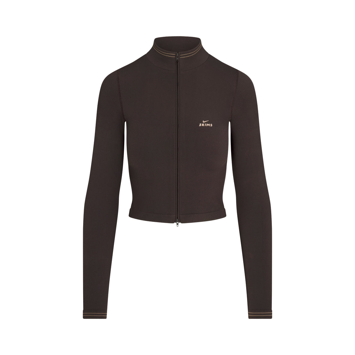 NikeSKIMS RIBBED SEAMLESS ZIP UP CROP JACKET | PHOENIX FLAT ON A WHITE BACKGROUND | FLT