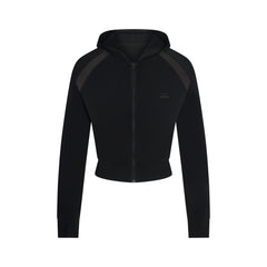 NikeSKIMS STRETCH KNIT BABY HOODIE | NSKM OBSIDIAN/NSKM IGNEOUS FLAT ON A WHITE BACKGROUND | FLT