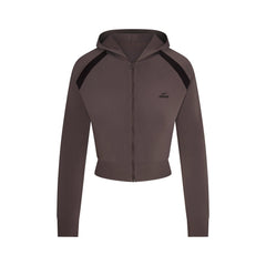 NikeSKIMS STRETCH KNIT BABY HOODIE | NSKM RESIN/NSKM PHOENIX/(NSKM RESIN) FLAT ON A WHITE BACKGROUND | FLT