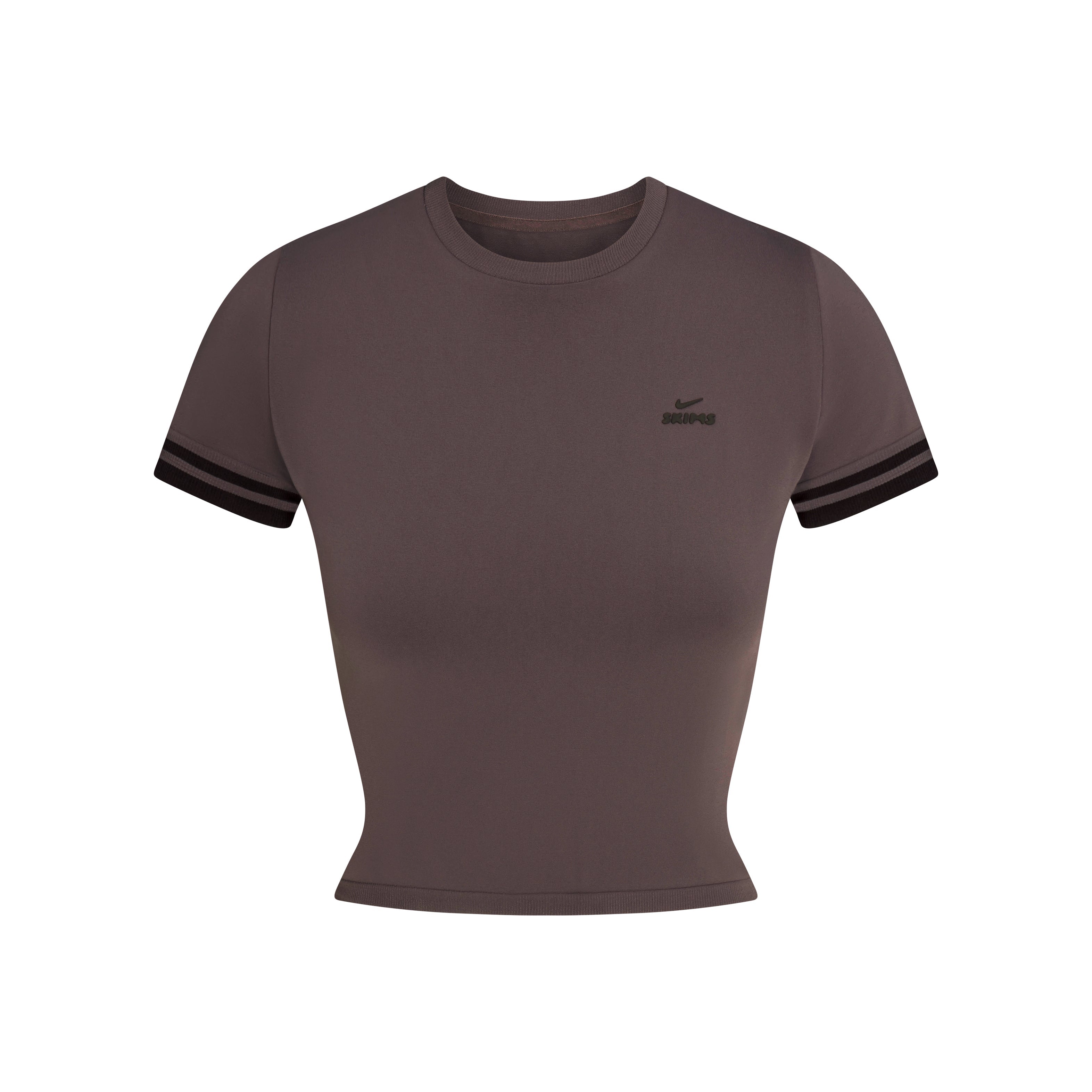 NikeSKIMS STRETCH KNIT CROP BABY T-SHIRT | NSKM RESIN/NSKM PHOENIX/(NSKM RESIN) FLAT ON A WHITE BACKGROUND | FLT