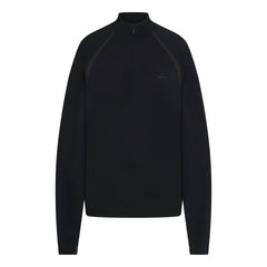 NikeSKIMS STRETCH KNIT LONG SLEEVE HALF ZIP | NSKM OBSIDIAN/NSKM IGNEOUS FLAT ON A WHITE BACKGROUND | FLT