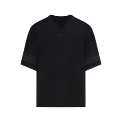 NikeSKIMS STRETCH KNIT V-NECK OVERSIZED TOP | NSKM OBSIDIAN/NSKM IGNEOUS FLAT ON A WHITE BACKGROUND | FLT