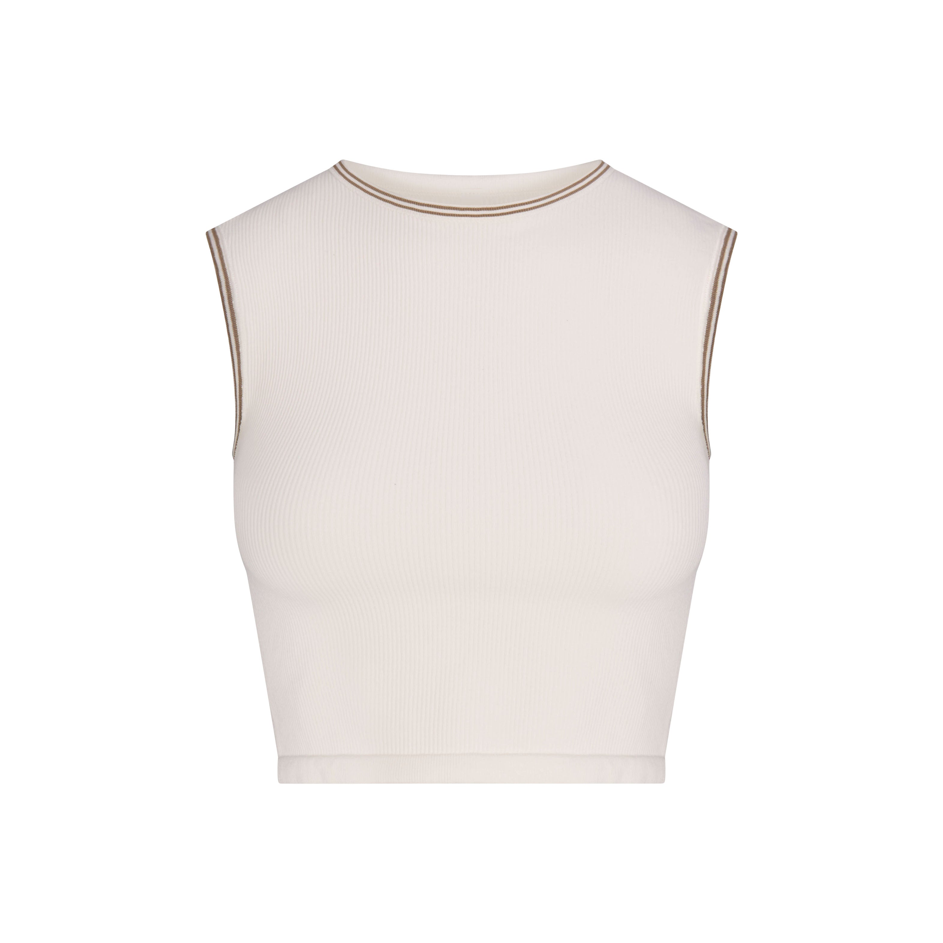 NikeSKIMS RIBBED SEAMLESS MUSCLE TANK | NSKM ACTV IVORY/NSKM RESIN/(NSKM ACTV IVORY) FLAT ON A WHITE BACKGROUND | FLT