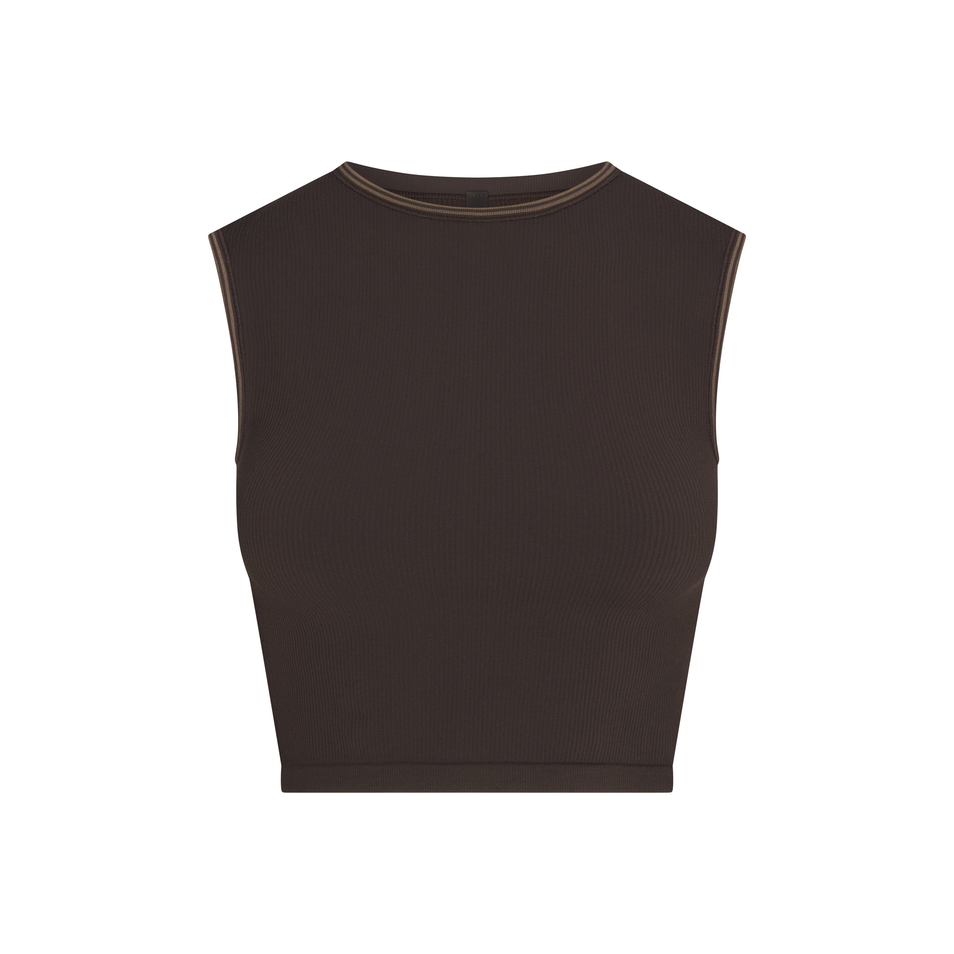 NikeSKIMS RIBBED SEAMLESS MUSCLE TANK | NSKM PHOENIX/NSKM TRUFFLE FLAT ON A WHITE BACKGROUND | FLT