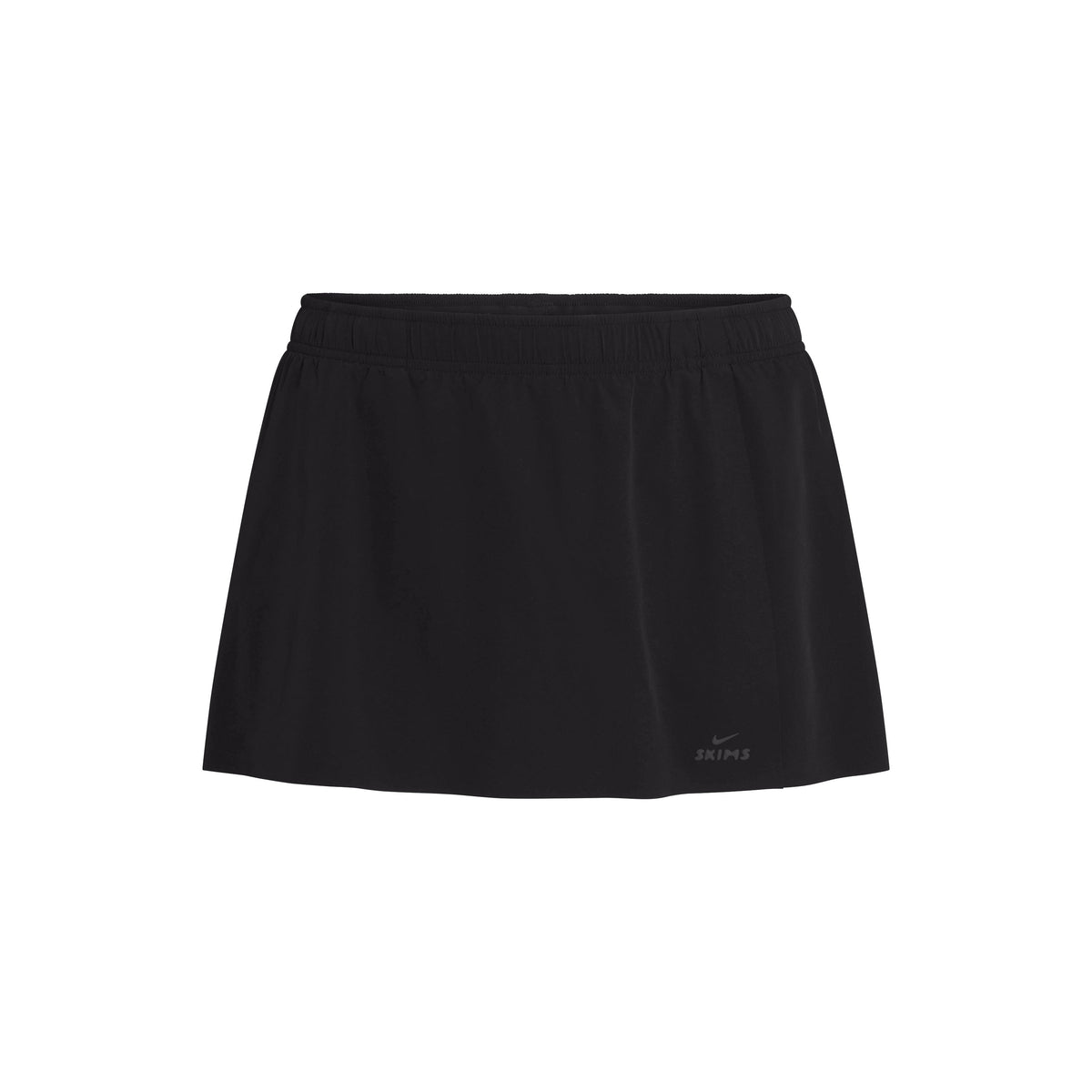 NikeSKIMS STRETCH NYLON FRONT FLAP SKORT | NSKM OBSIDIAN FLAT ON A WHITE BACKGROUND | FLT