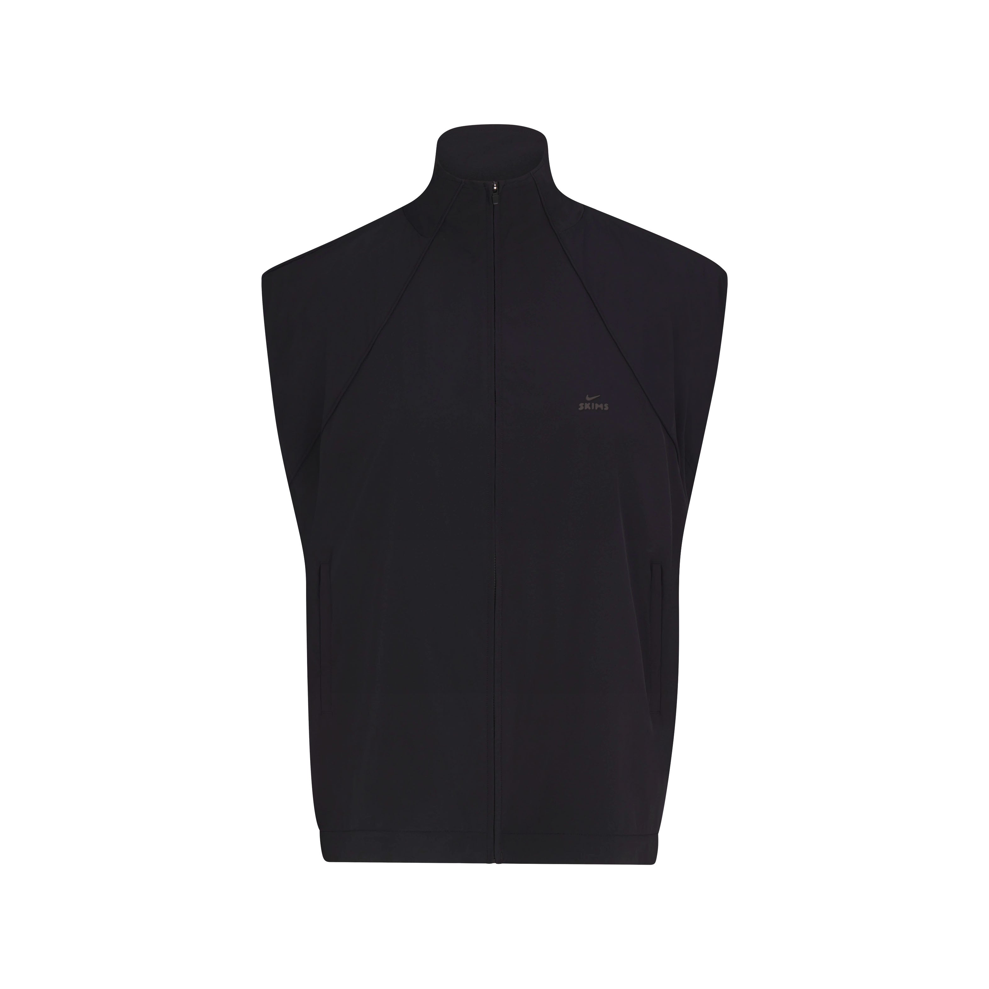 NikeSKIMS STRETCH NYLON OVERSIZED VEST | NSKM OBSIDIAN FLAT ON A WHITE BACKGROUND | FLT@ | FOCUS: 0.0, 1.0, 0.9