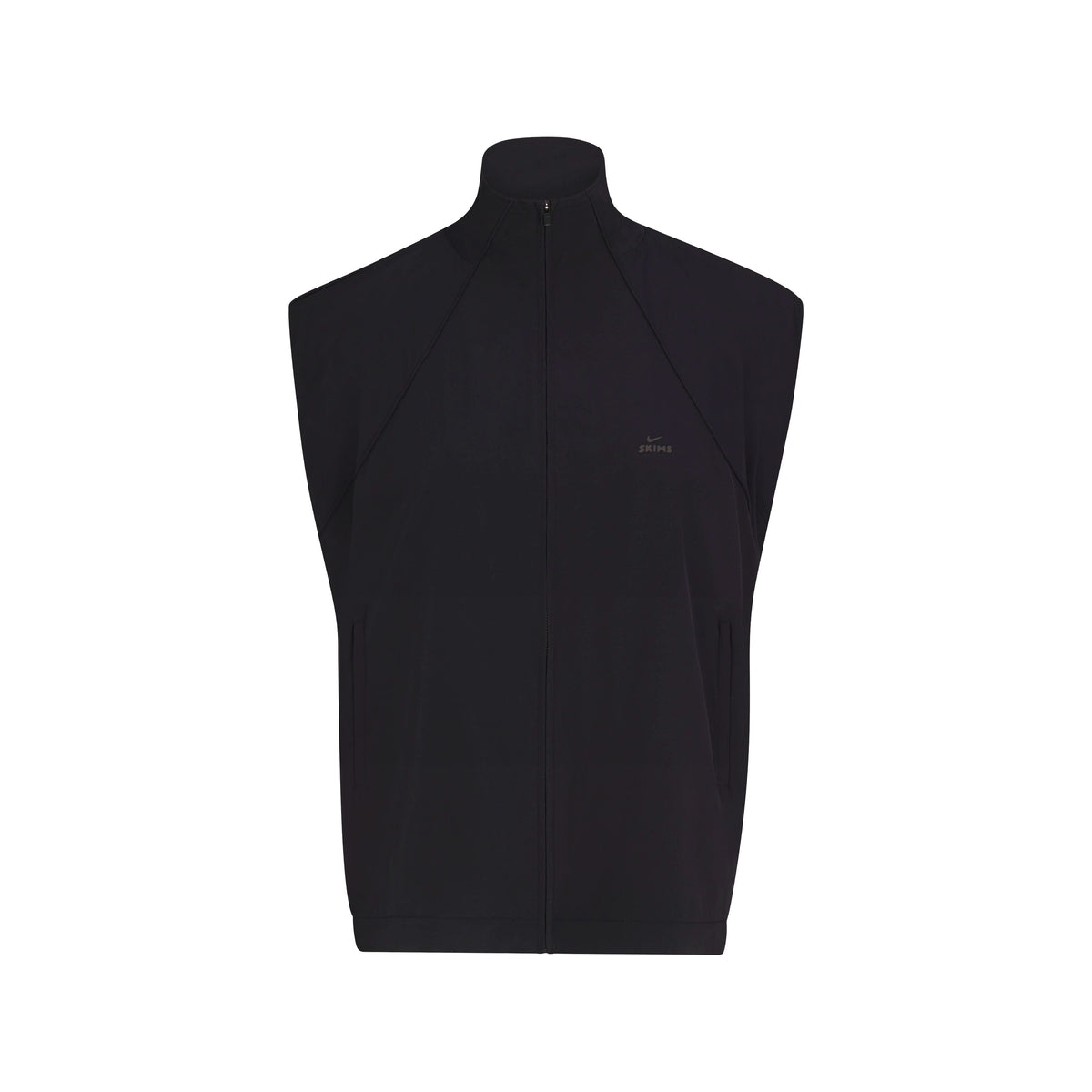 NikeSKIMS STRETCH NYLON OVERSIZED VEST | NSKM OBSIDIAN FLAT ON A WHITE BACKGROUND | FLT@ | FOCUS: 0.0, 1.0, 0.9