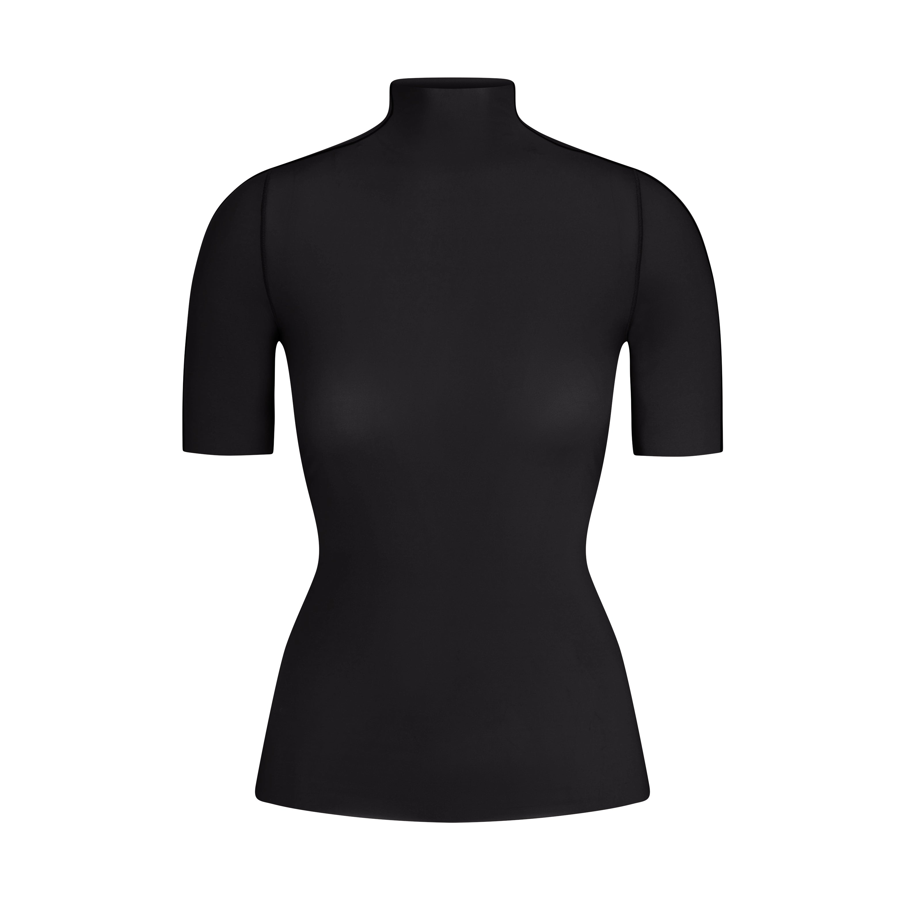 NikeSKIMS WEIGHTLESS LAYERS SHORT SLEEVE T-SHIRT | NSKM OBSIDIAN FLAT ON A WHITE BACKGROUND | FLT