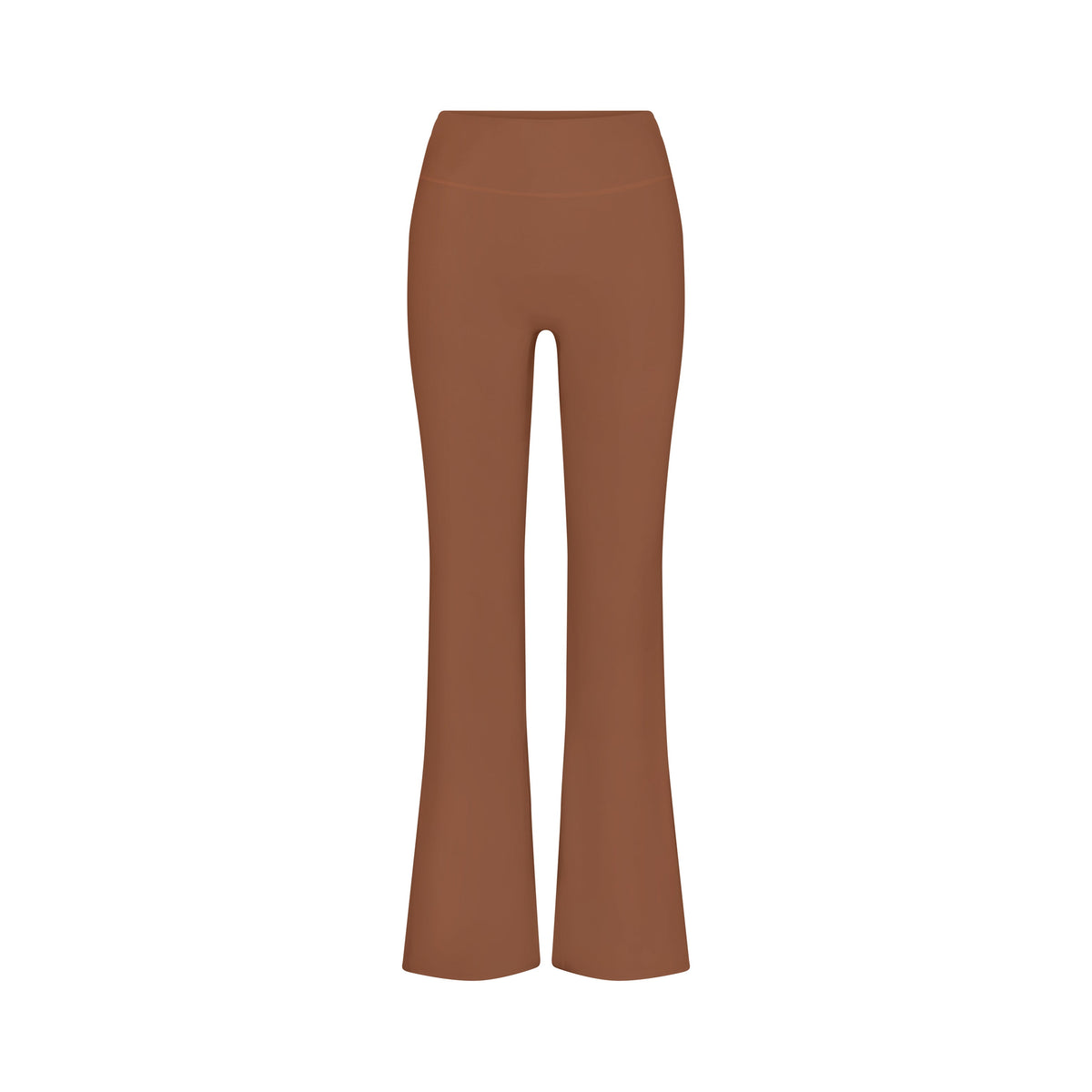 NikeSKIMS MATTE SLIM FLARE LEGGING | CAROB BROWN FLAT ON A WHITE BACKGROUND | FLT