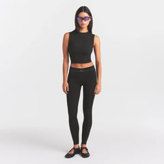 NikeSKIMS RIBBED SEAMLESS 26" LEGGING | OBSIDIAN ON A MODEL FRONT VIEW