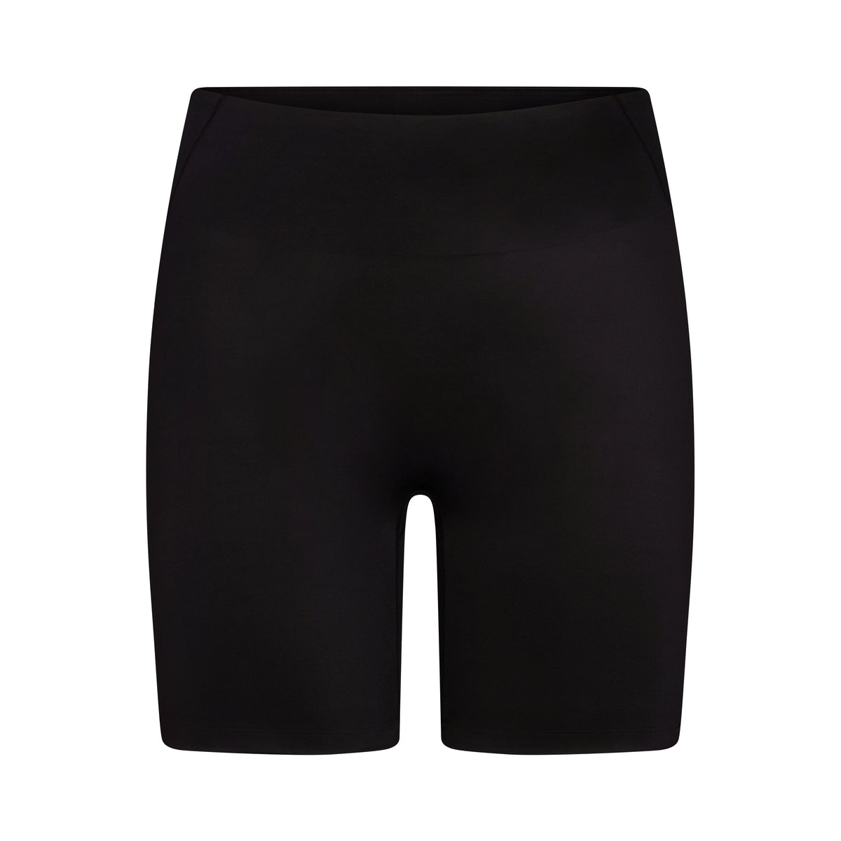 NikeSKIMS SHINE BONDED WAIST 7 INCH BIKER SHORT | NSKM OBSIDIAN FLAT ON A WHITE BACKGROUND | FLT