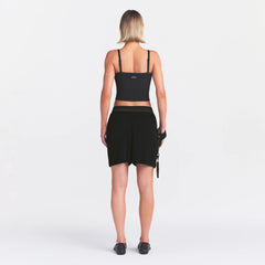 NikeSKIMS STRETCH KNIT DOLPHIN SHORT | OBSIDIAN ON A MODEL FRONT VIEW @ | FOCUS: 0.0, 1.0, 0.9