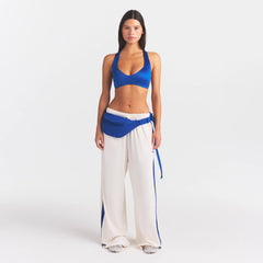 NikeSKIMS STRETCH KNIT WIDE LEG PANT | IVORY ON A MODEL FRONT VIEW @ | FOCUS: 0.0, 1.0, 0.9