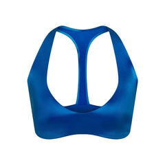 NikeSKIMS SATIN SHINE PLUNGE BRA | NSKM COBALT FLAT ON A WHITE BACKGROUND | FLT