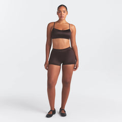 NikeSKIMS SATIN SHINE SCOOP CAMI BRA | PHOENIX ON A MODEL FRONT VIEW @ | FOCUS: 0.0, 1.0, 0.9
