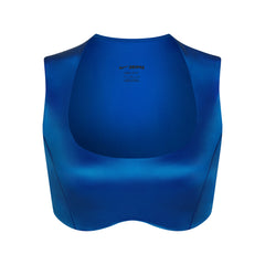 NikeSKIMS SATIN SHINE OPEN SCOOP BRA | NSKM COBALT FLAT ON A WHITE BACKGROUND | FLT