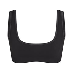 NikeSKIMS RIBBED SEAMLESS MICRO SCOOP BRA | OBSIDIAN FLAT ON A WHITE BACKGROUND | FLT
