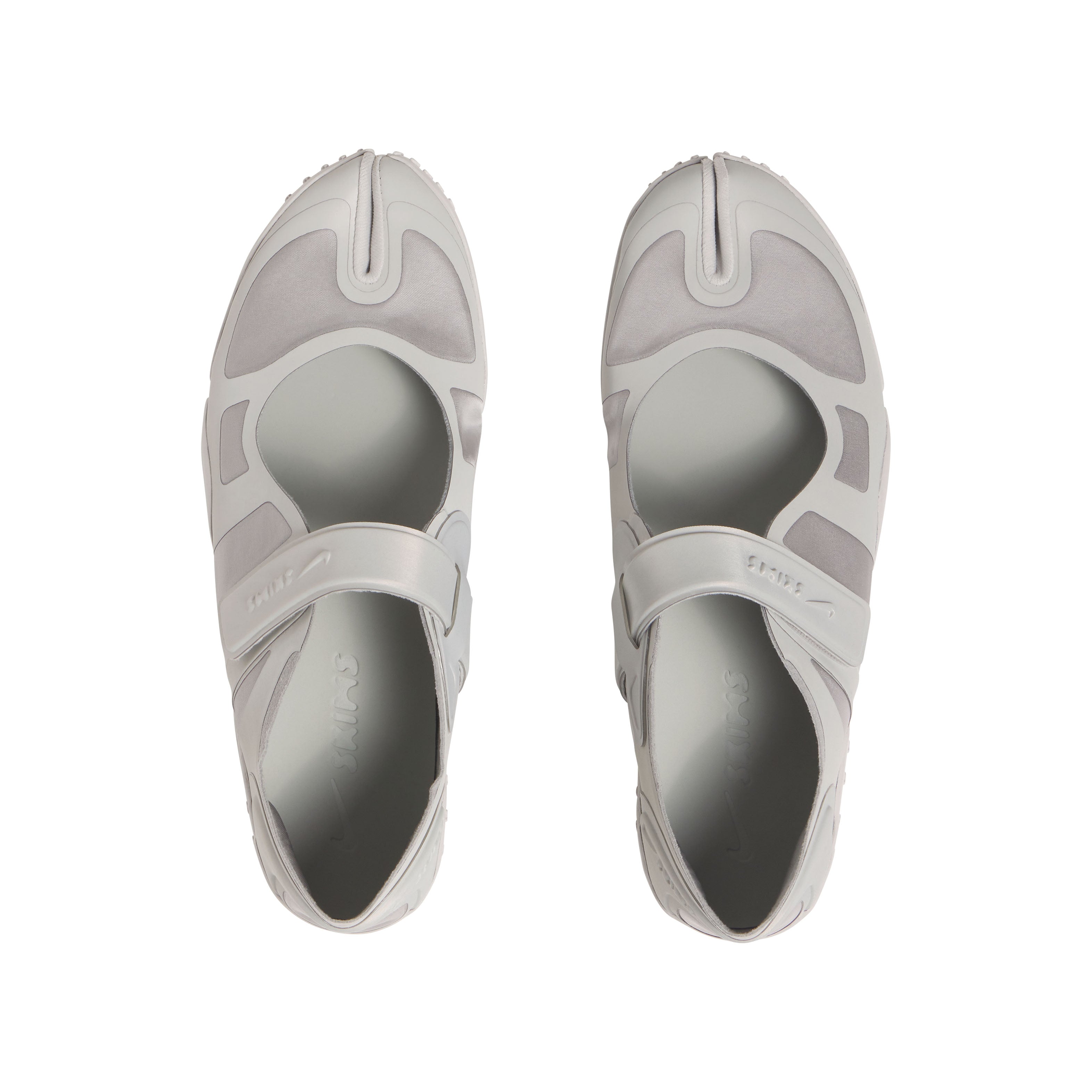 NikeSKIMS FOOTWEAR RIFT SATIN | LT BONE FLAT ON A WHITE BACKGROUND | FLT