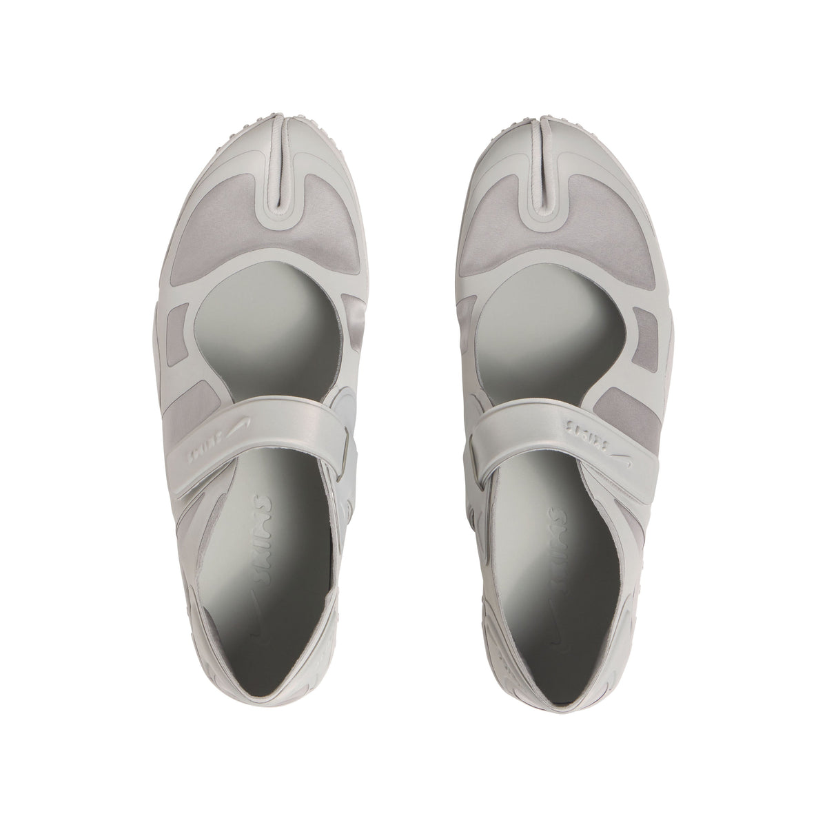 NikeSKIMS FOOTWEAR RIFT SATIN | LT BONE FLAT ON A WHITE BACKGROUND | FLT