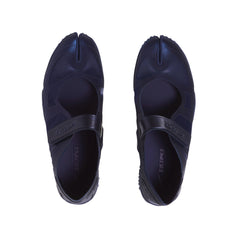 NikeSKIMS FOOTWEAR RIFT SATIN | NAVY FLAT ON A WHITE BACKGROUND | FLT