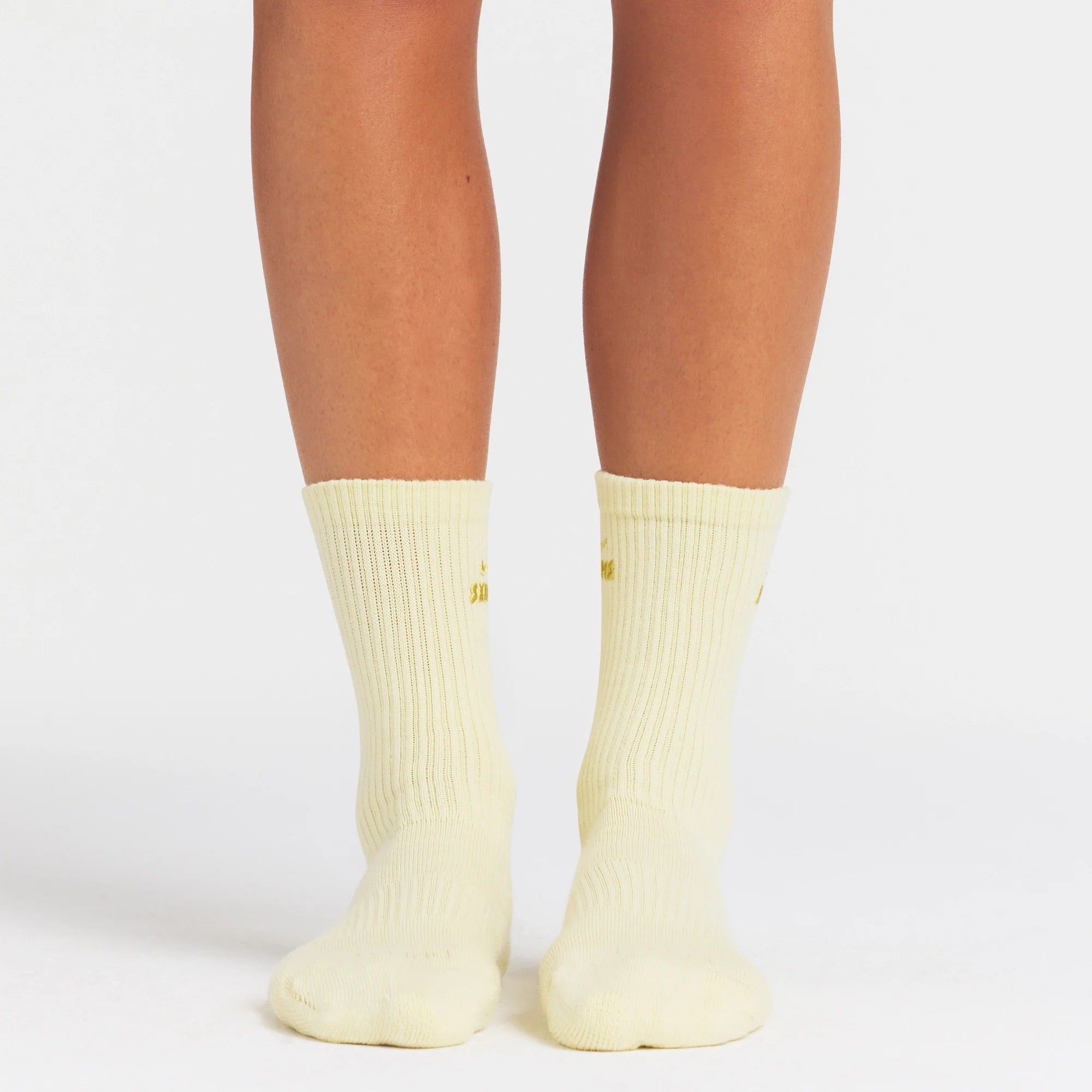 NikeSKIMS ACCESSORIES DRI-FIT™ PILATES CREW SOCK | LEMON DROP FRONT VIEW @ | FOCUS: 0.0, 1.0, 0.9