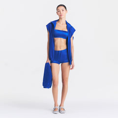 NikeSKIMS STRETCH NYLON OVERSIZED VEST | COBALT ON A MODEL FRONT VIEW| FOCUS: 0.0, 1.0, 0.9 @ | FOCUS: 0.0, 1.0, 0.9