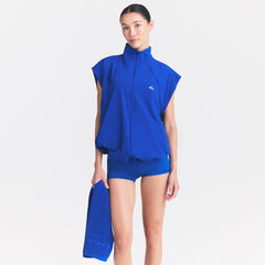 NikeSKIMS STRETCH NYLON OVERSIZED VEST | COBALT ON A MODEL SIDE VIEW| FOCUS: 0.0, 1.0, 0.9 @ | FOCUS: 0.0, 1.0, 0.9