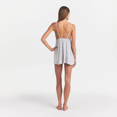 SKIMS SLEEP BABYDOLL DRESS | LIGHT HEATHER GREY ON A MODEL BACK VIEW @ | FOCUS: 0.0, 1.0, 0.9