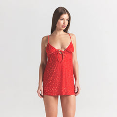 SHEER VELVET MINI DRESS | RUBY ON A MODEL FRONT VIEW @ | FOCUS: 0.0, 1.0, 0.9