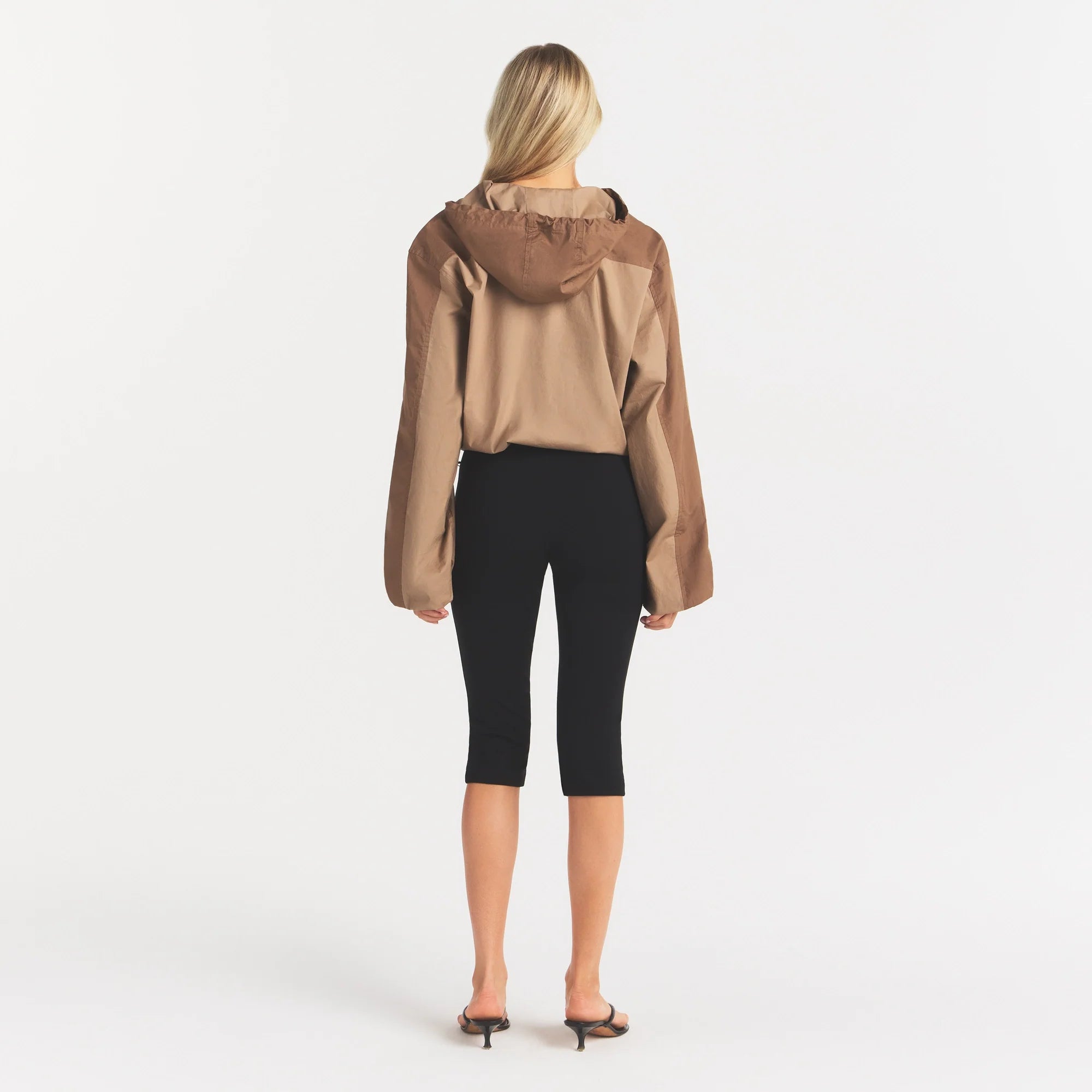 WOVEN COTTON HALF ZIP PULLOVER | DESERT ON A MODEL FRONT VIEW @ | FOCUS: 0.0, 1.0, 0.9