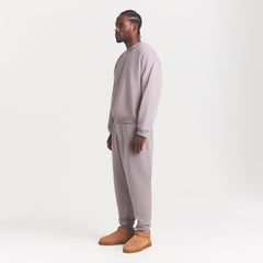 FLEECE LOUNGE MENS RELAXED HIGH CREWNECK | SHADOW ON A MODEL FRONT VIEW @ | FOCUS: 0.0, 1.0, 0.9