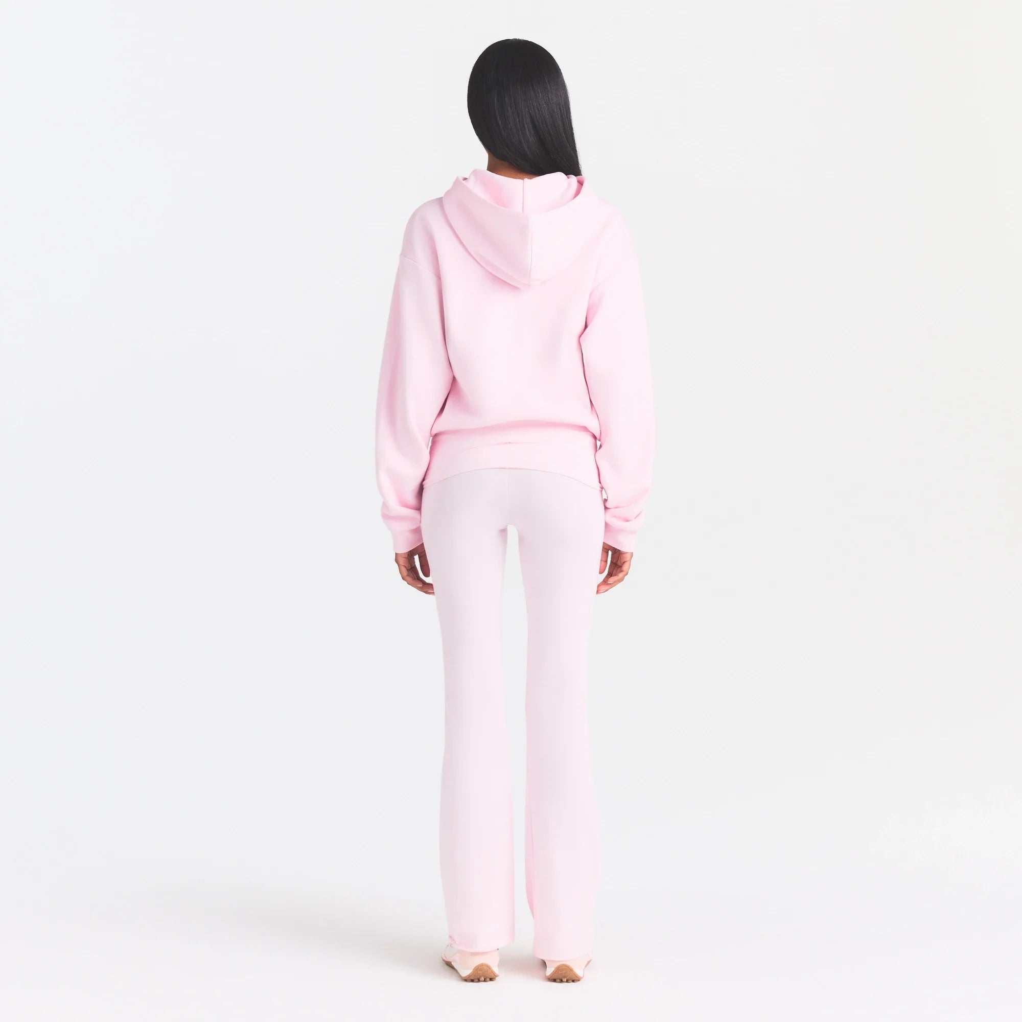 COTTON FLEECE CLASSIC HOODIE | CHERRY BLOSSOM ON A MODEL FRONT VIEW @ | FOCUS: 0.0, 1.0, 0.9