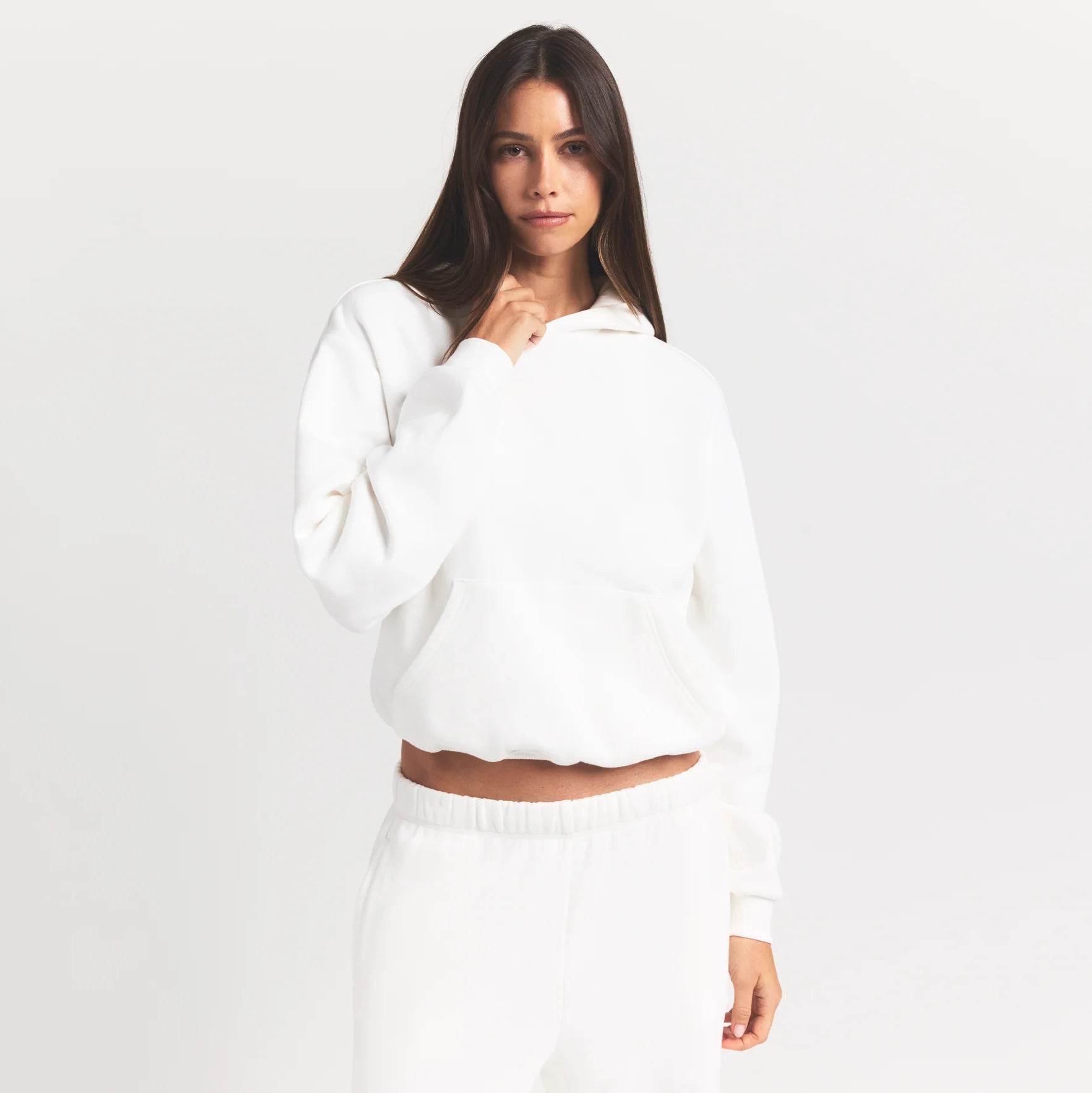 COTTON FLEECE CLASSIC HOODIE | MARBLE ON A MODEL FRONT VIEW S | FOCUS: 0.0, 1.0, 0.9