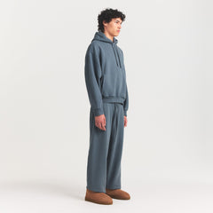HEAVYWEIGHT FLEECE MENS HOODIE | KYANITE ON A MODEL FRONT VIEW @ | FOCUS: 0.0, 1.0, 0.9