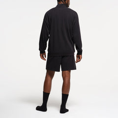 JERSEY LOUNGE MENS RELAXED QUARTER ZIP PULLOVER | OBSIDIAN ON A MODEL BACK VIEW
